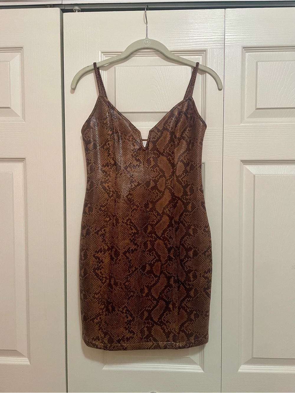 Astr Brown Snakeskin Mini Dress